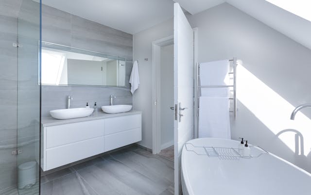 an all white modern bathroom